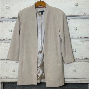 Eileen Fisher Beige Tencel Open Front Longline Blazer Jacket M